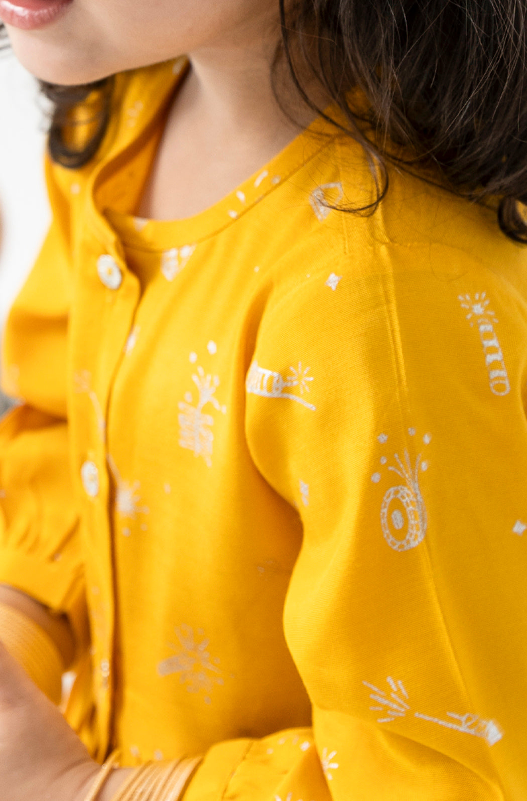 Tiber Taber Girls Yellow Cotton Foil Printed Kurta and Salwar Set Regular Fit Festive Wear