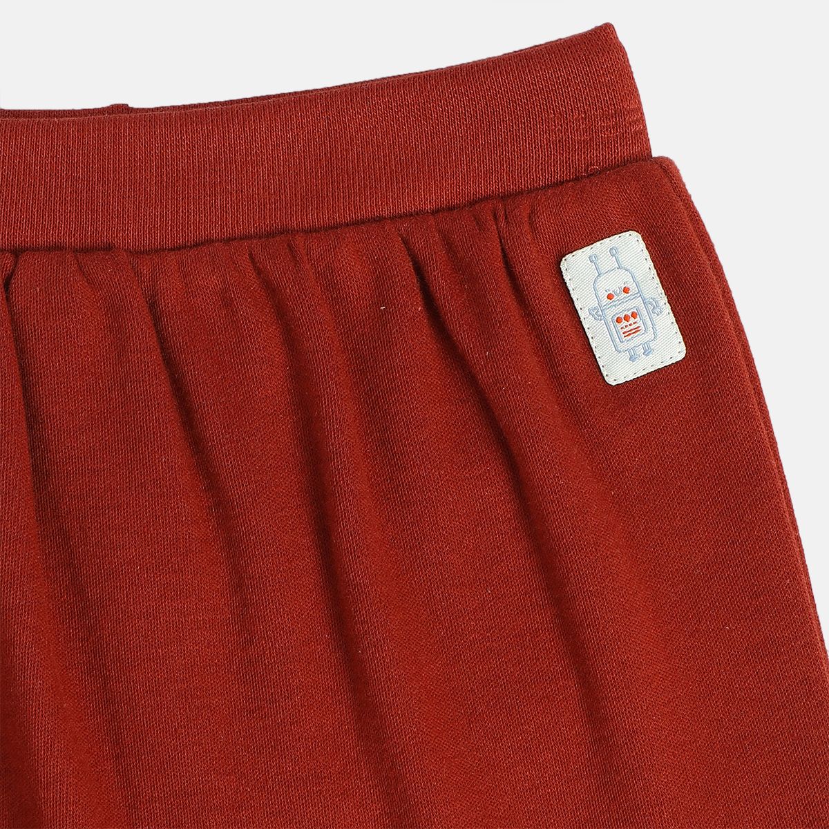 Boys Cotton Pack Of 2 Solid & Cartoon Printed Knit Bottom - Dark Grey & Maroon