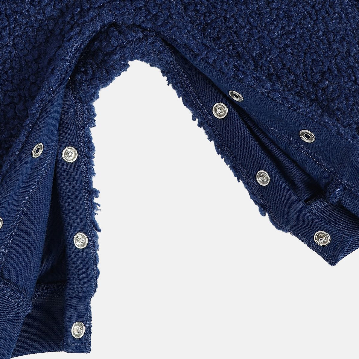 Boys Cotton Full Sleeves Teddy Embroidery Dungaree Set - Navy Blue