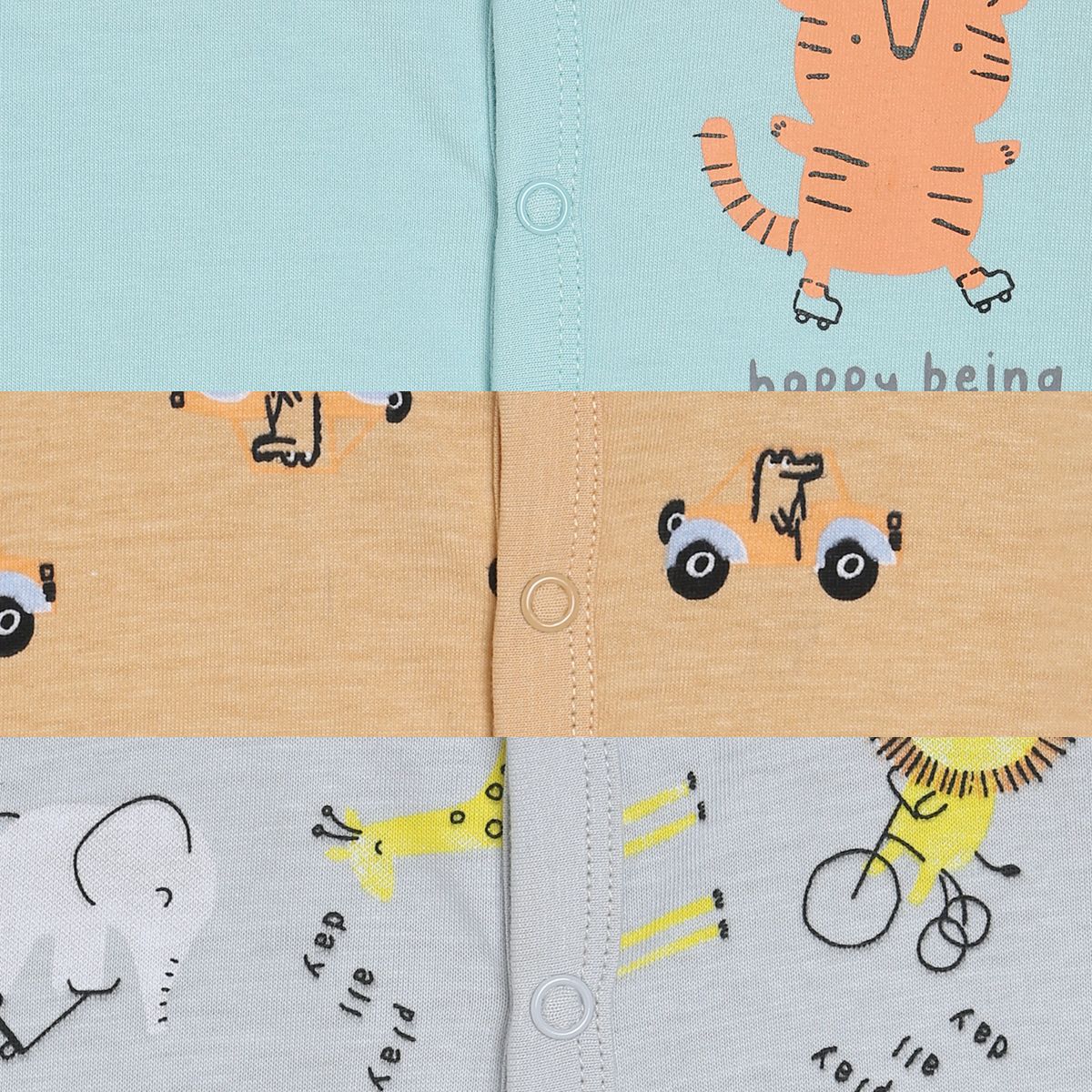 Boys Multicolor Pack Of 3 Front Open Vest