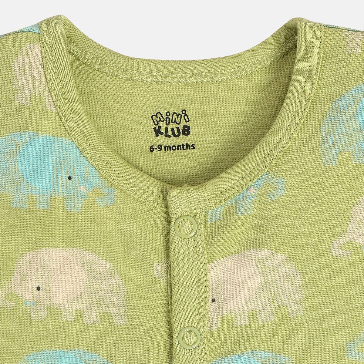 Boys Cotton Pack Of 2 Half Sleeves Elephant & Checks Printed Front Open Vest - Blue & Olive Green