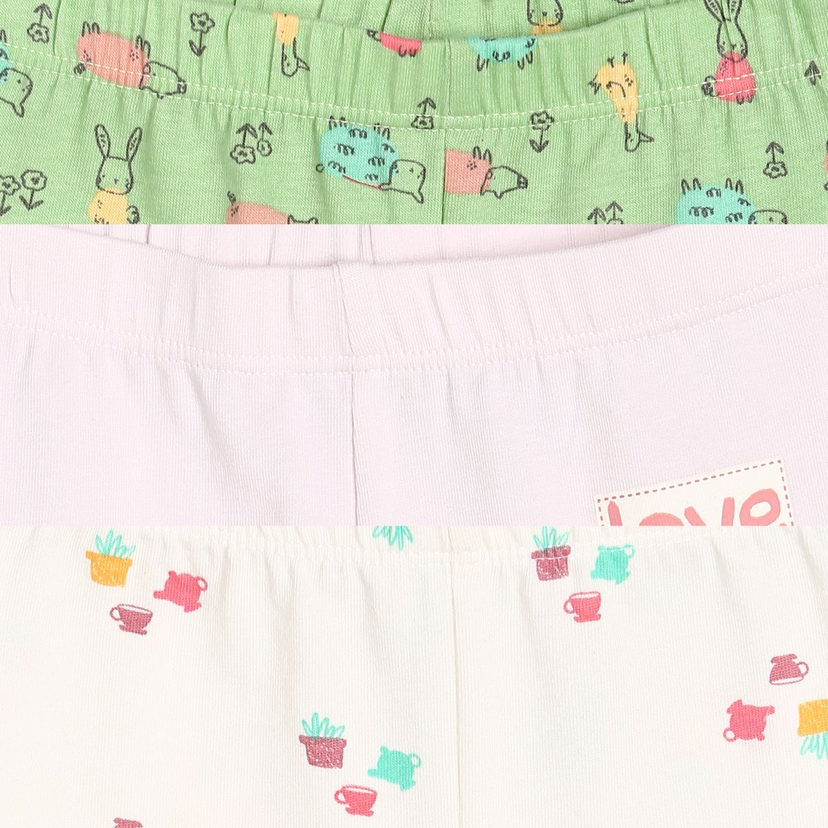 Girls Multicolor Pack Of 3 Legging
