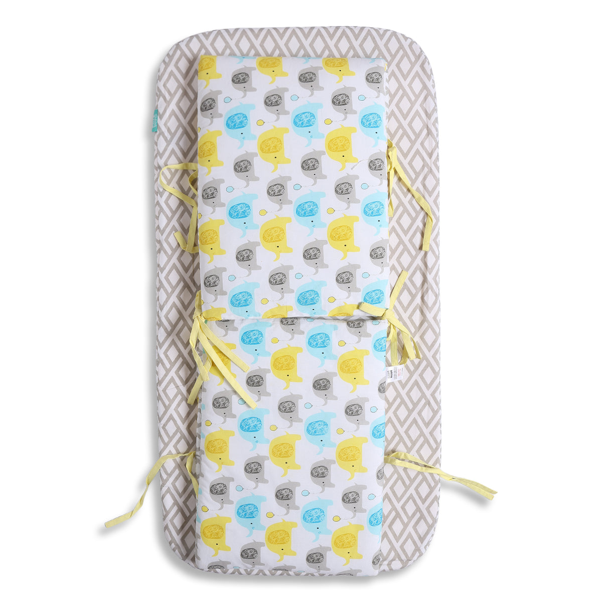 Baby Unisex Grey Geometric Printed Mattress Protector for Daily Use