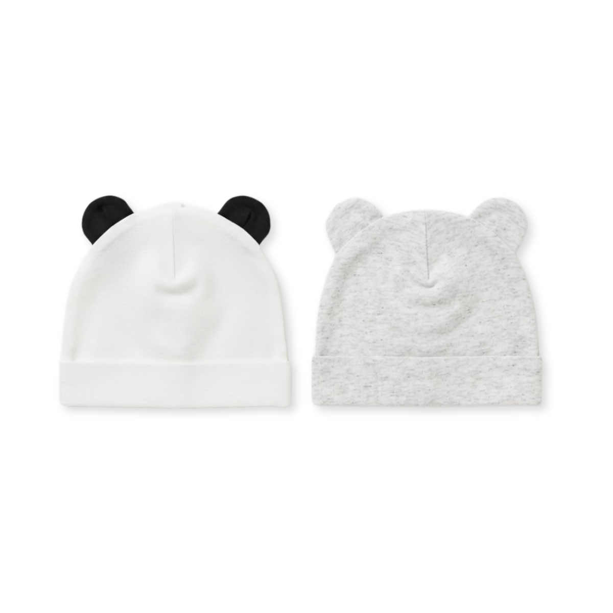 Baby White and Grey Cotton Caps Pack of 2 Animal Design Newborn Essentials