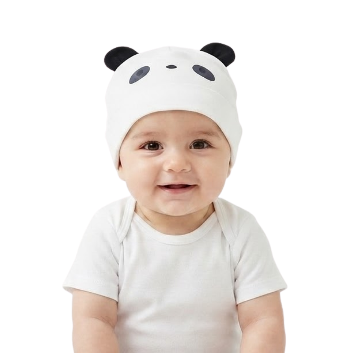 Baby White and Grey Cotton Caps Pack of 2 Animal Design Newborn Essentials