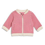 Baby Girls Pink and White Striped Cotton Sweatshirt Regular Fit Casual Kids Jacket