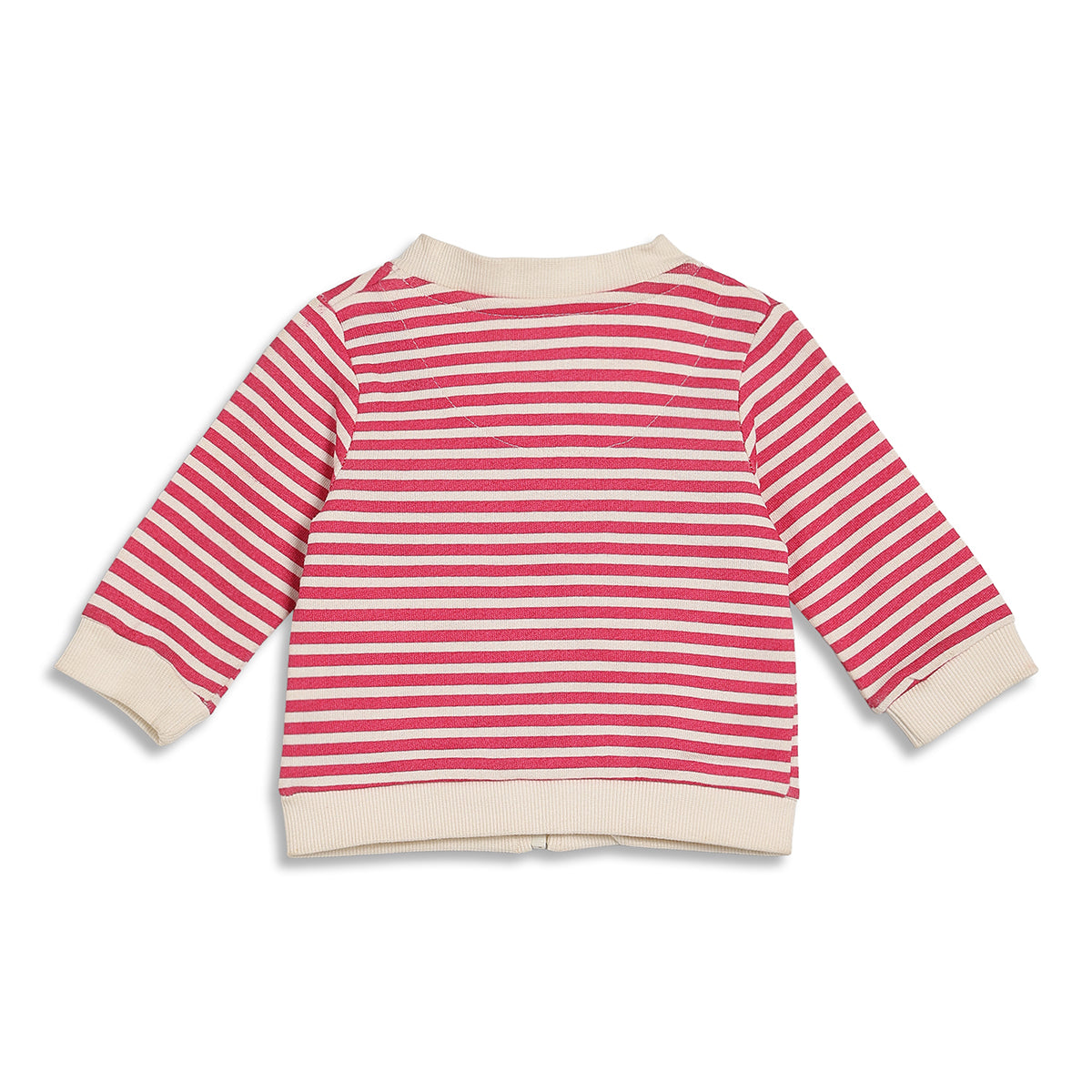 Baby Girls Pink and White Striped Cotton Sweatshirt Regular Fit Casual Kids Jacket