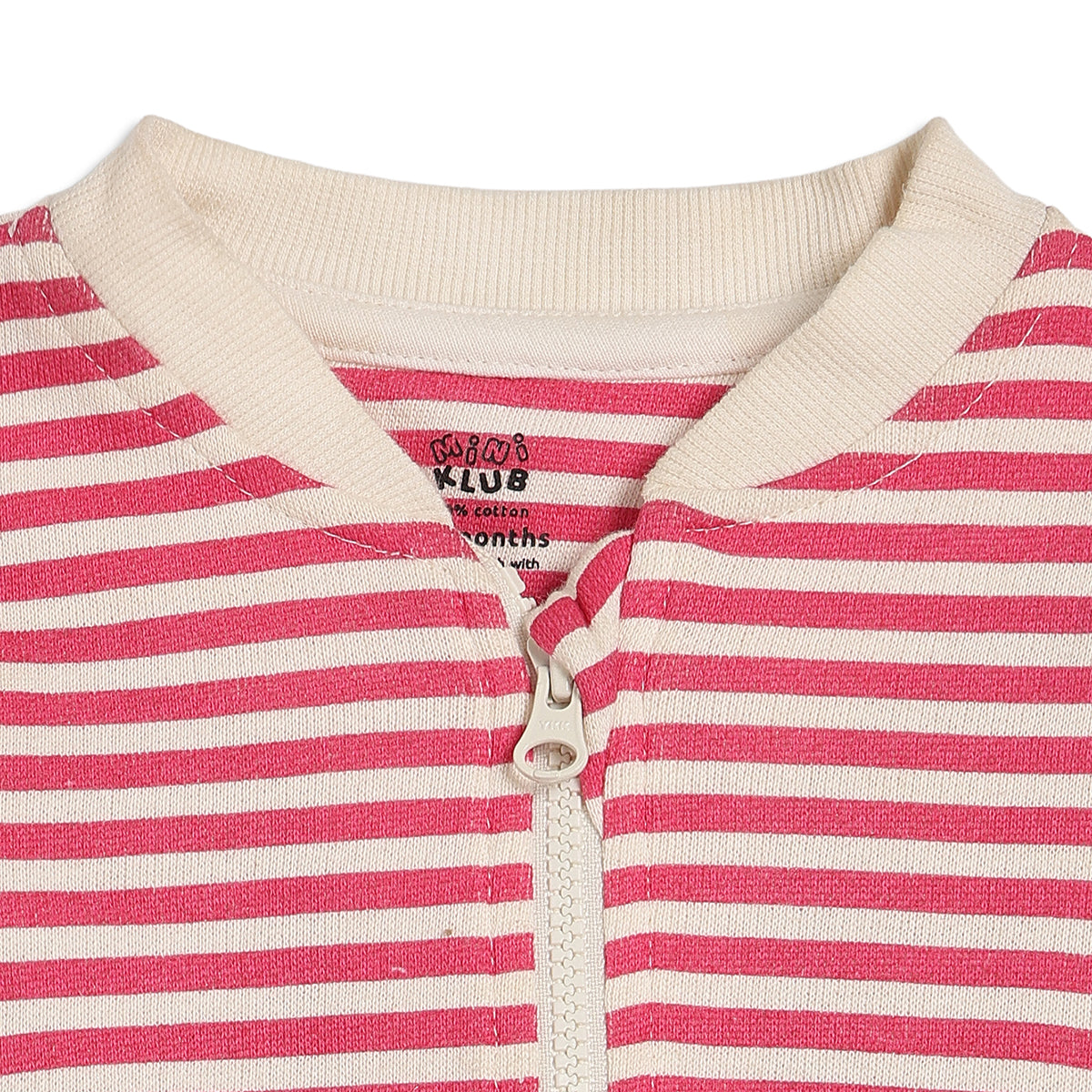 Baby Girls Pink and White Striped Cotton Sweatshirt Regular Fit Casual Kids Jacket