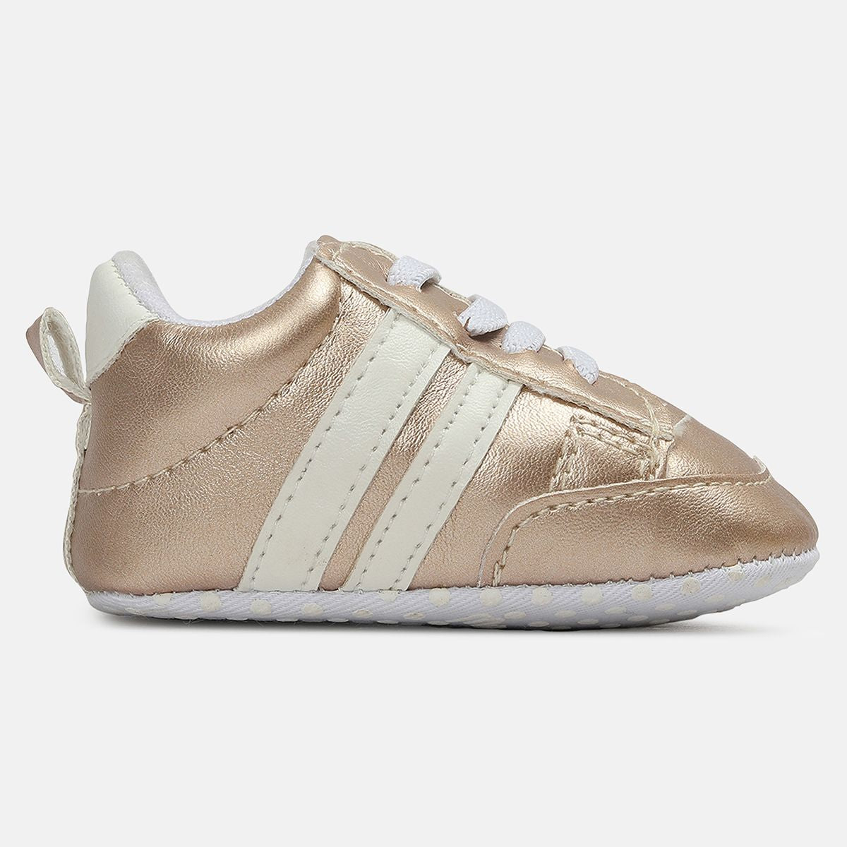 Girls Gold Metallic Lace-Up Prewalker Shoes