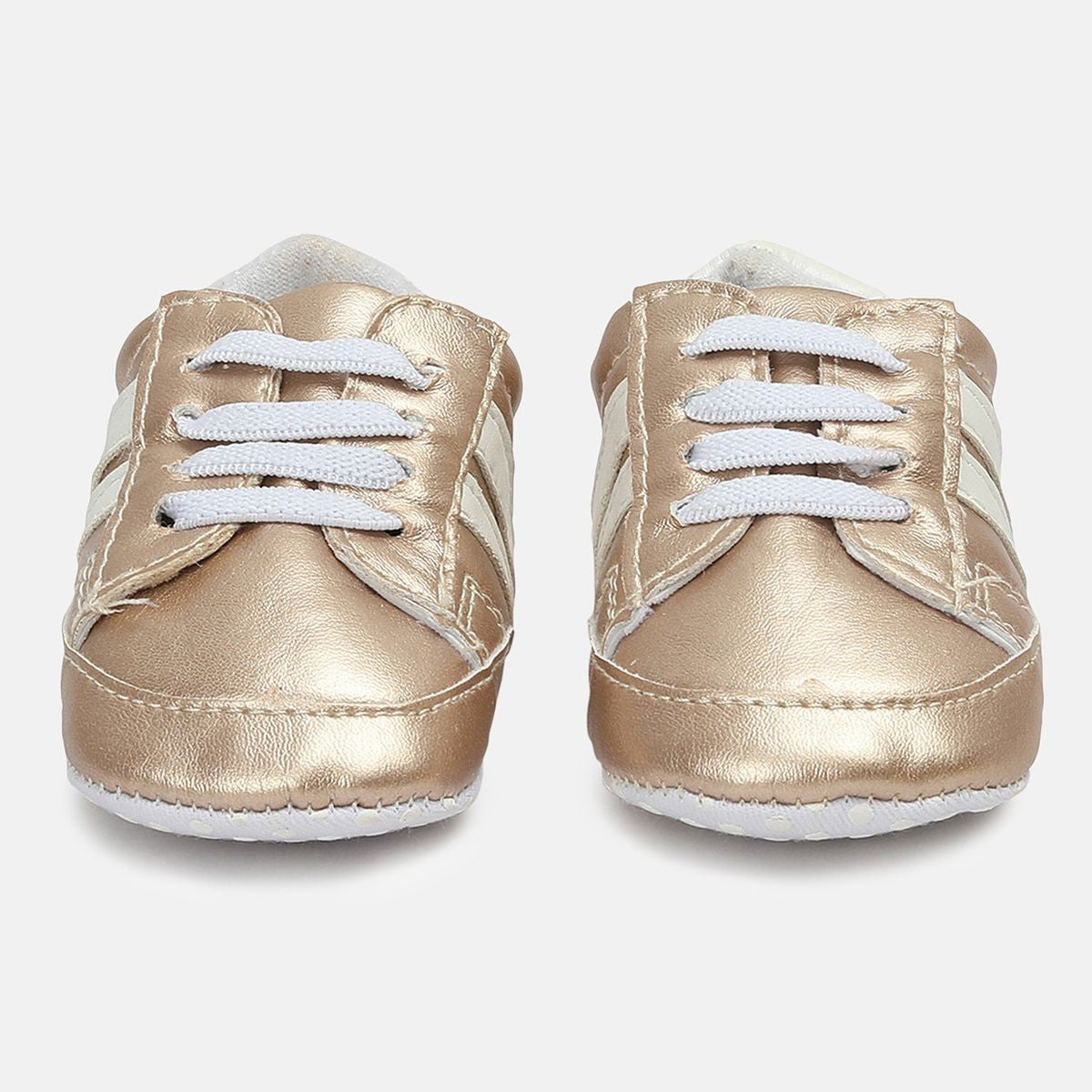 Girls Gold Metallic Lace-Up Prewalker Shoes