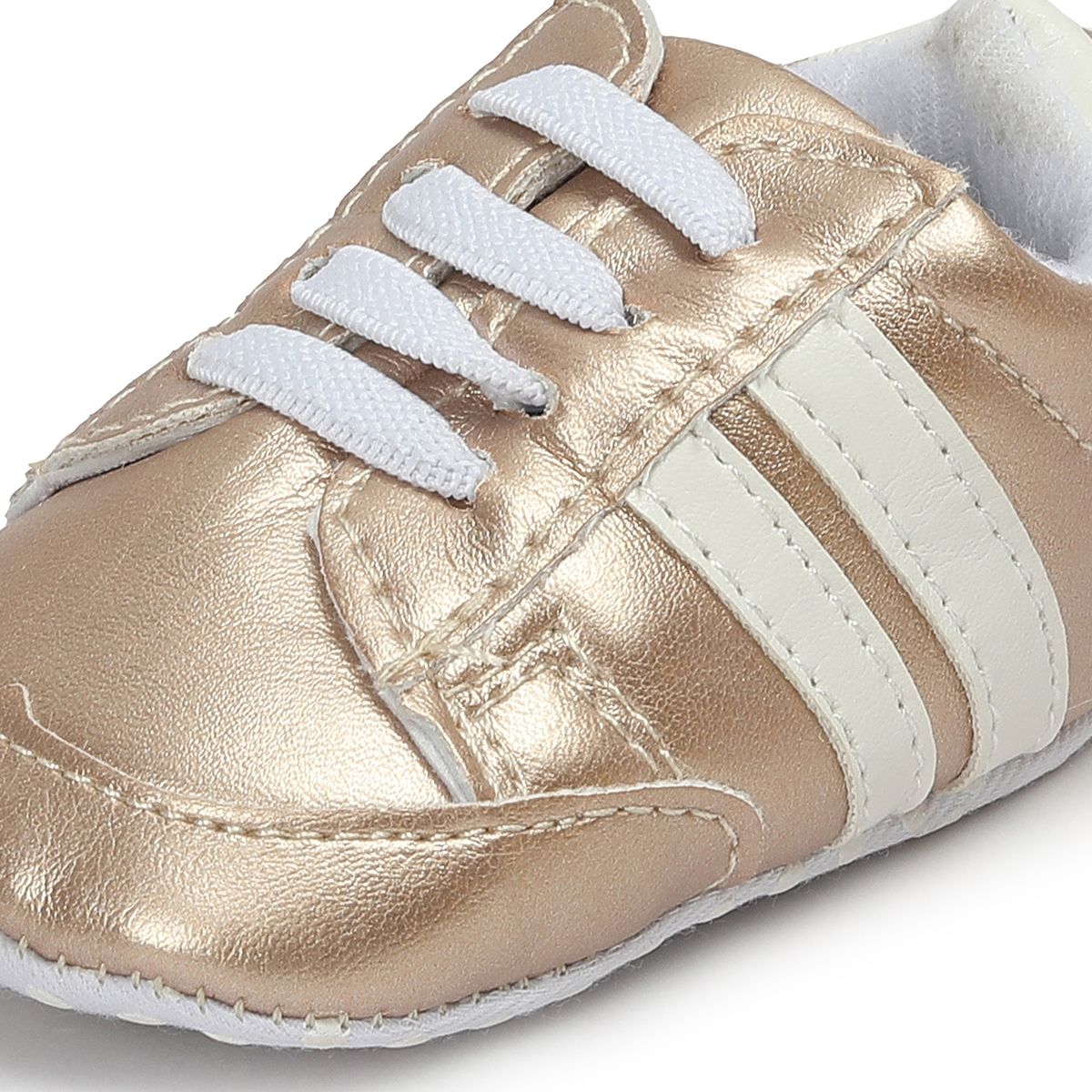 Girls Gold Metallic Lace-Up Prewalker Shoes