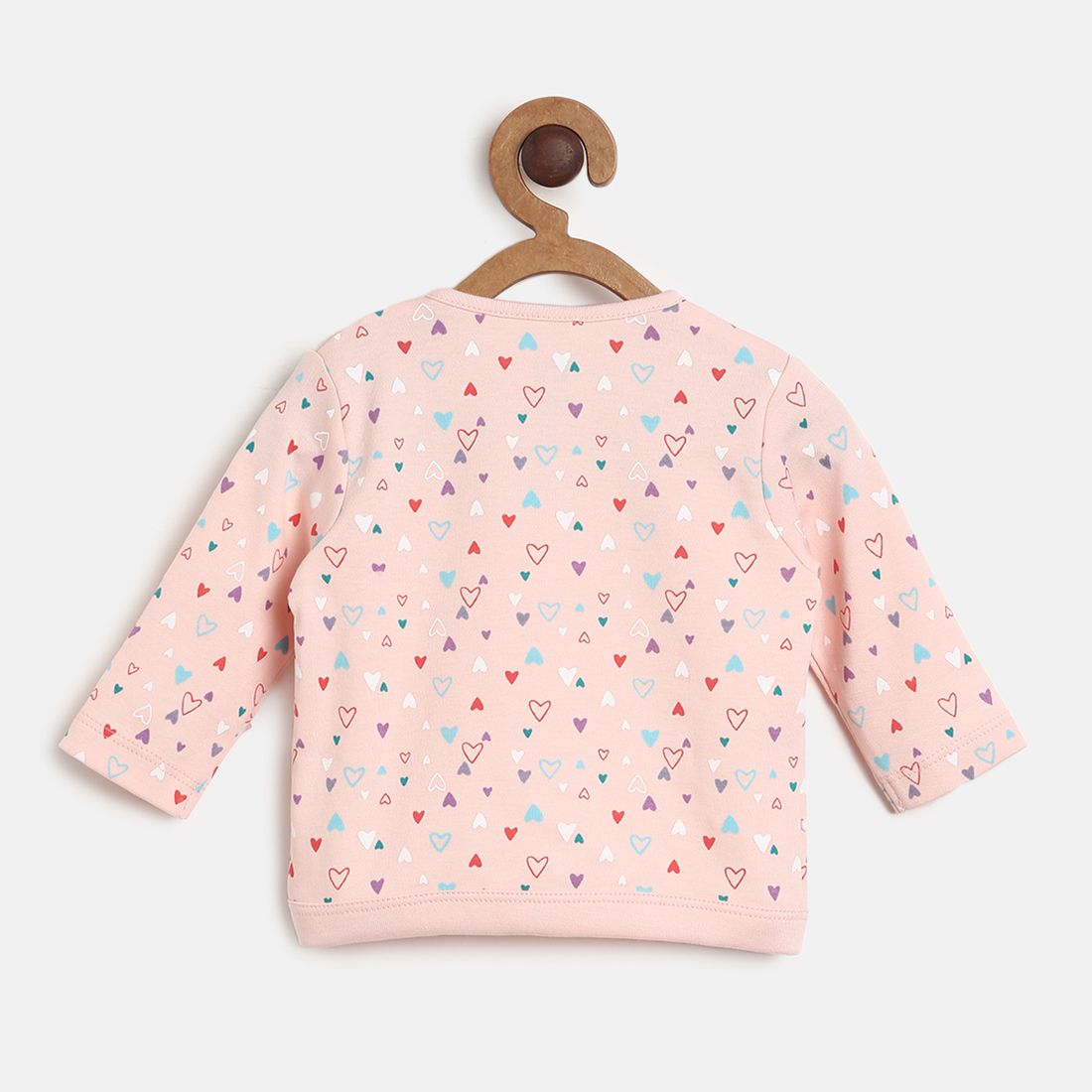 Baby Girls Pink Heart Printed Cotton Clothing Set with Cap for Daily Wear