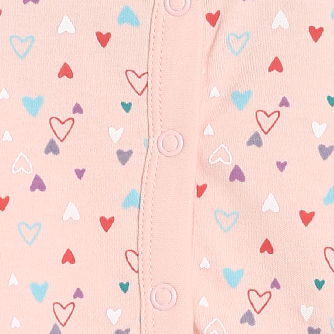 Baby Girls Pink Heart Printed Cotton Clothing Set with Cap for Daily Wear