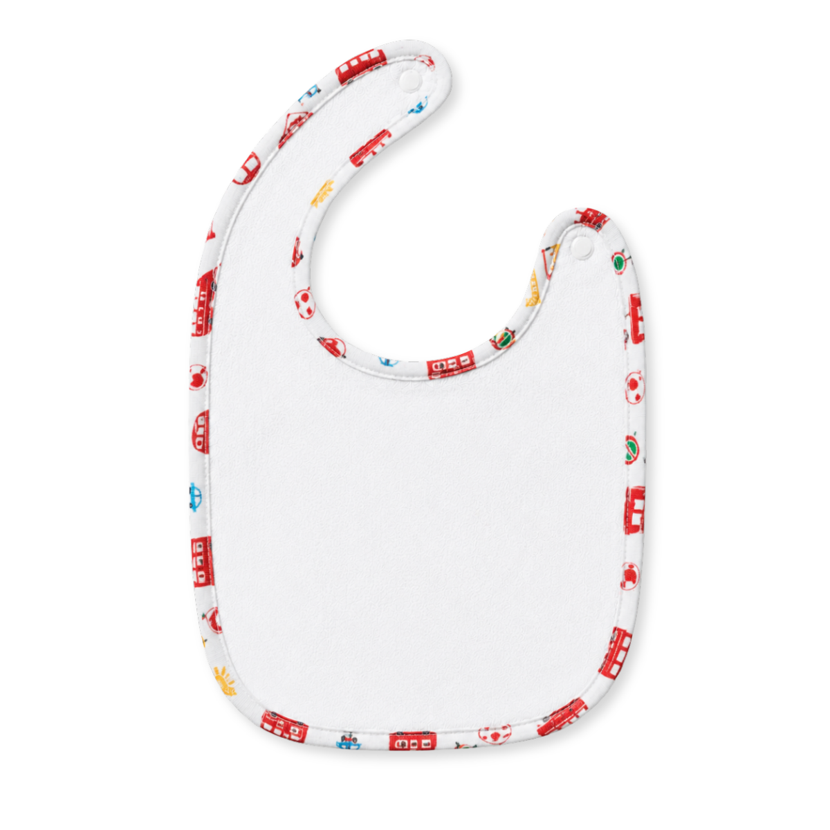 Baby Blue and White Cotton Bib Mittens and Booties Set Transport Print Newborn Essentials