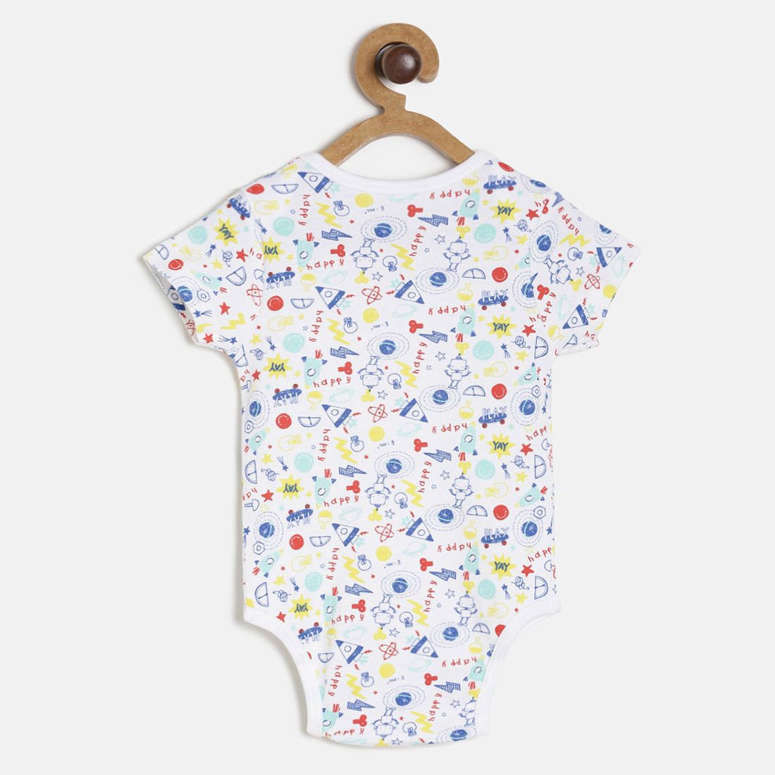 Baby Boys Blue & White Printed Cotton Bodysuit Pack of 3 for Daily Wear