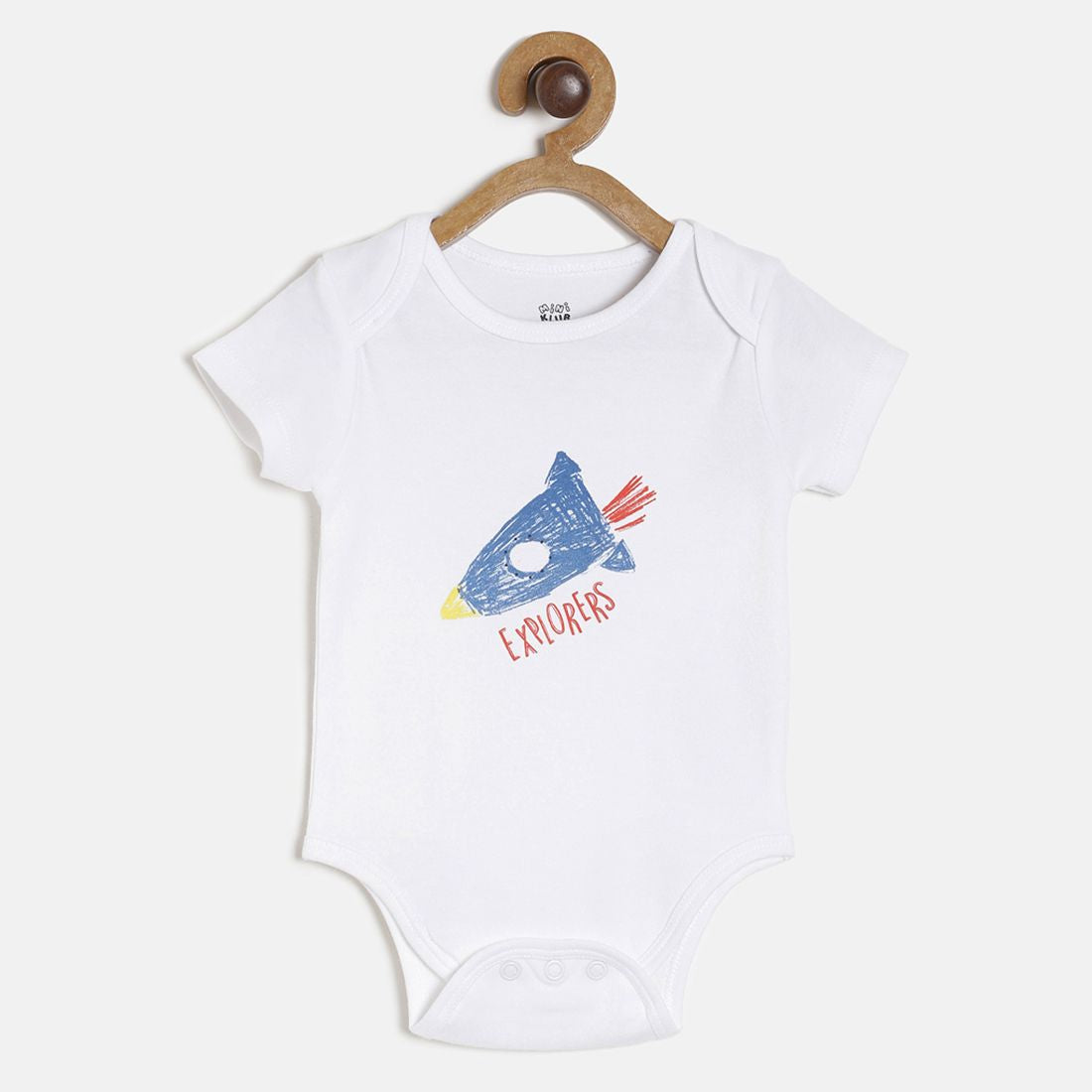 Baby Boys Blue & White Printed Cotton Bodysuit Pack of 3 for Daily Wear