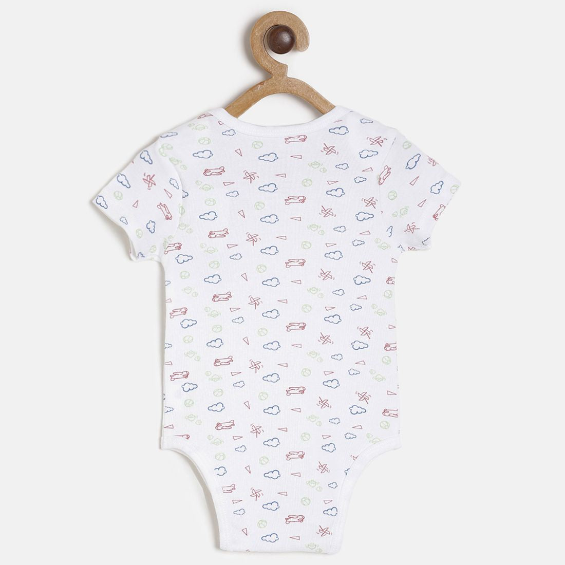 Baby Boys Blue & White Printed Cotton Bodysuit Pack of 3 for Daily Wear