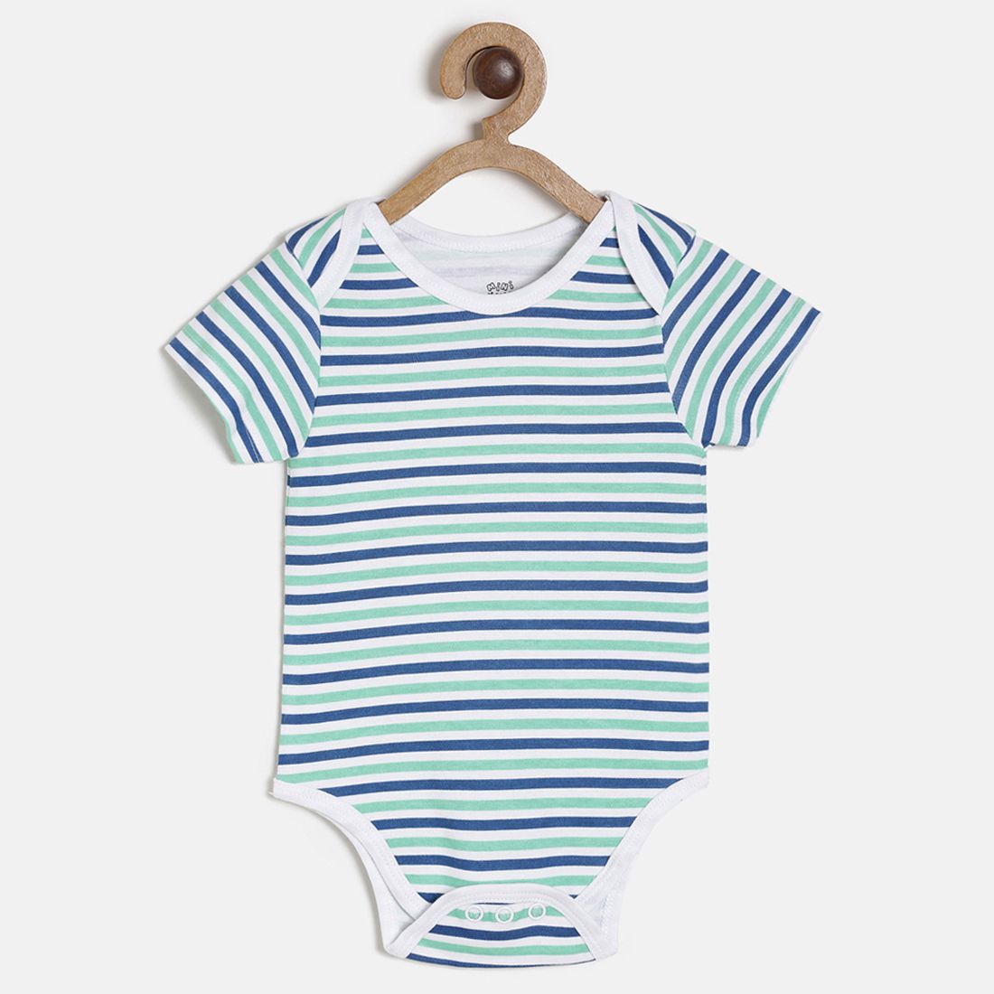 Baby Boys Blue & White Printed Cotton Bodysuit Pack of 3 for Daily Wear