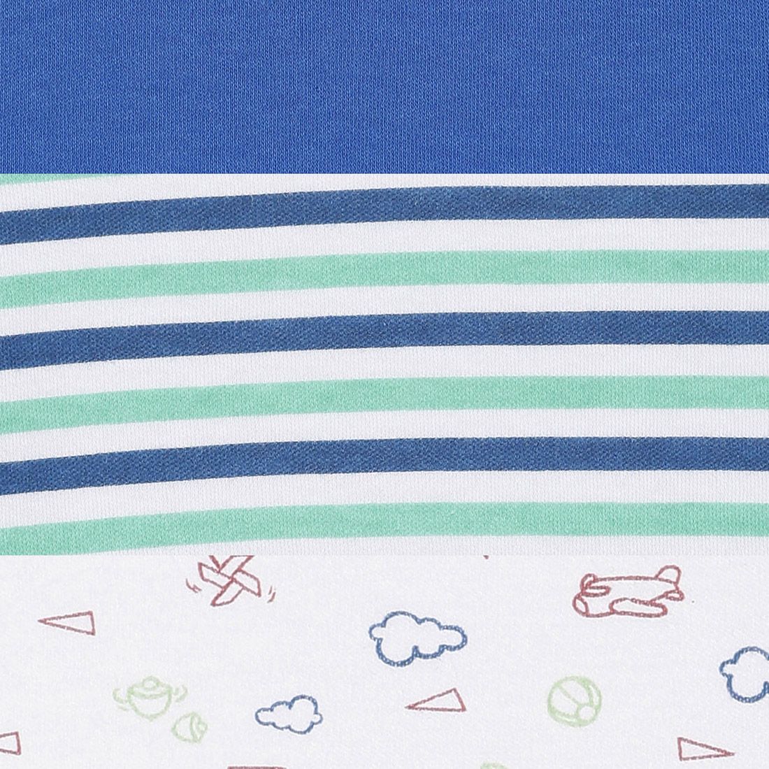 Baby Boys Blue & White Printed Cotton Bodysuit Pack of 3 for Daily Wear