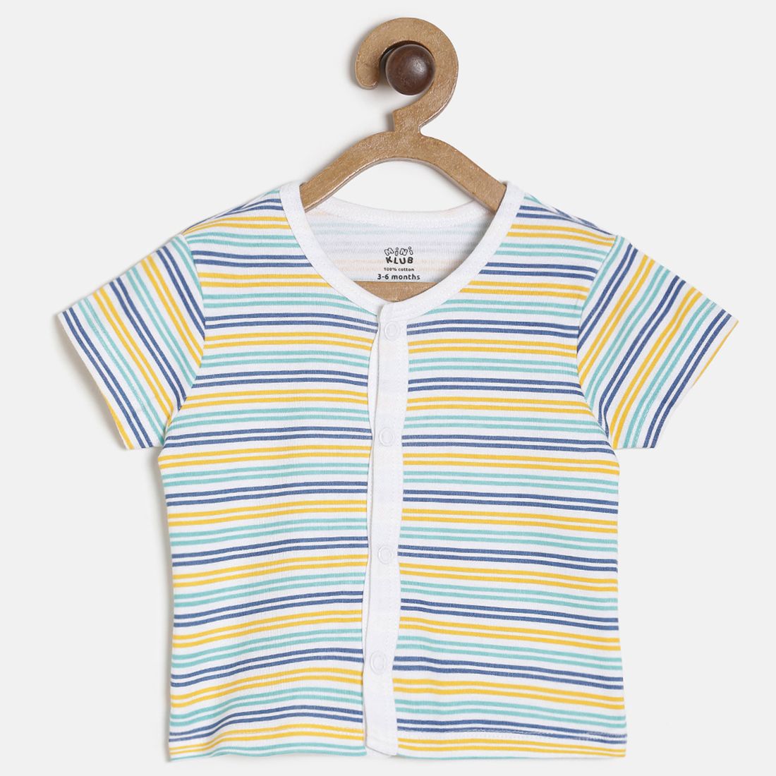 Baby Boys Green, White & Blue Cotton Printed & Striped T-Shirts Pack of 3 Regular Fit Casual Kids T-Shirts