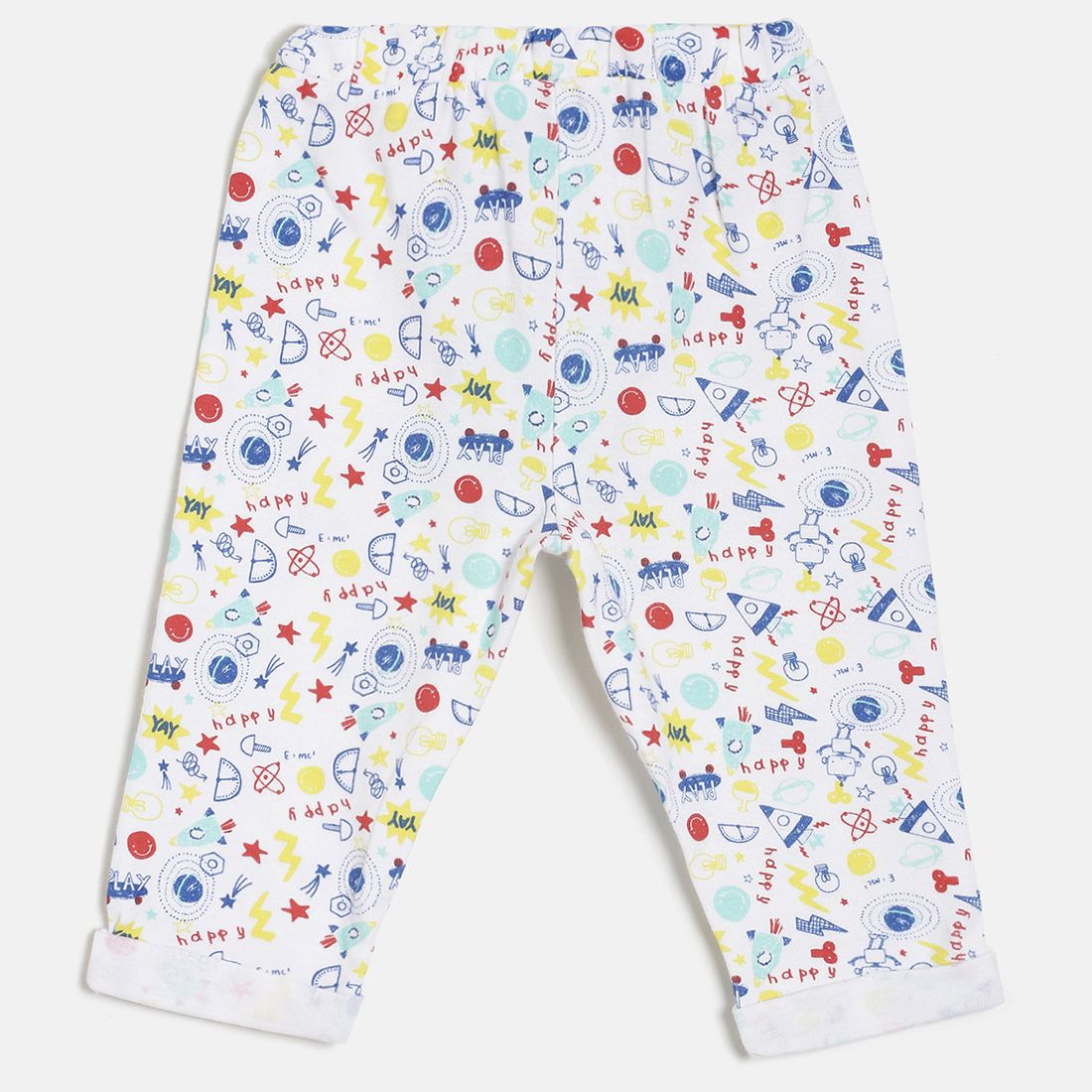 Baby Boys Red, Blue & White Cotton Printed & Solid Joggers Pack of 3 Regular Fit Casual Kids Bottom Wear