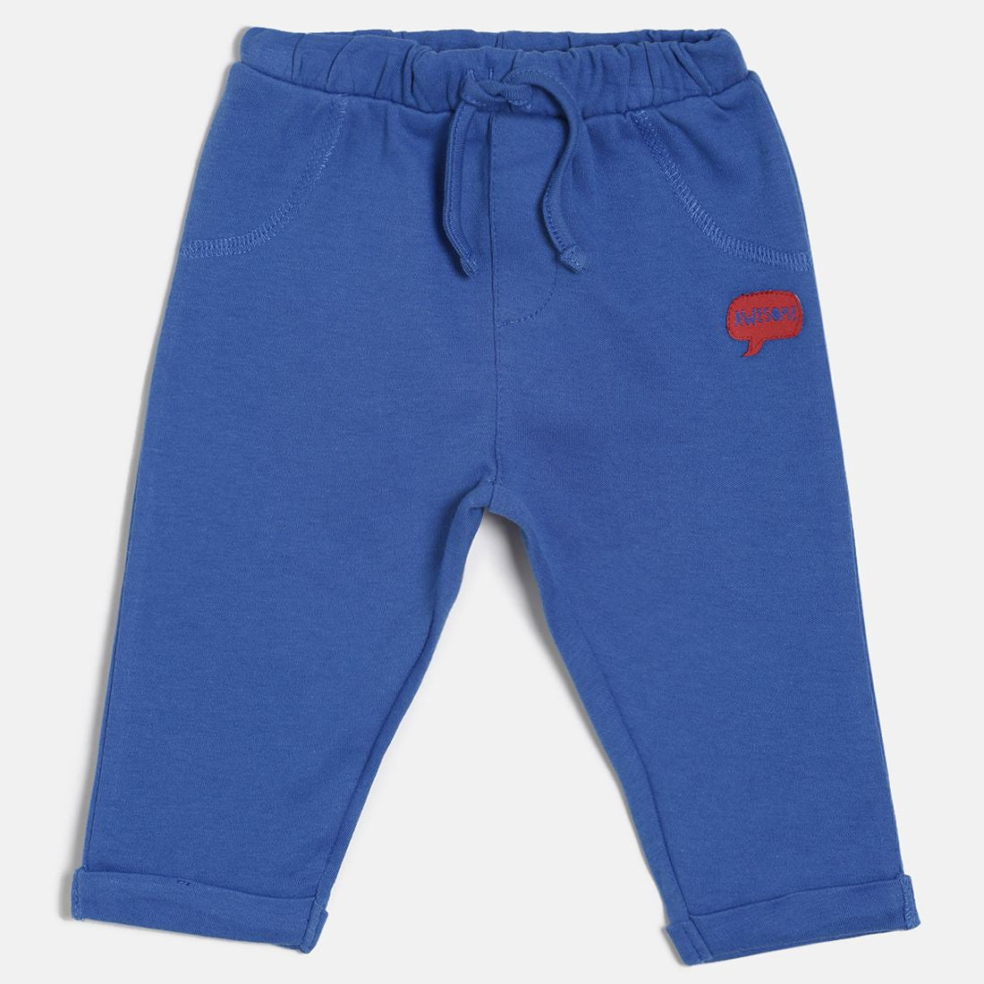 Baby Boys Red, Blue & White Cotton Printed & Solid Joggers Pack of 3 Regular Fit Casual Kids Bottom Wear