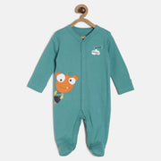 Baby Boys Green Cotton Monster Applique Sleepsuit Regular Fit Casual Kids Sleepsuit
