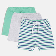 Baby Boys Green Grey & Blue Cotton Shorts Pack of 3 Regular Fit Casual Baby Shorts