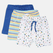 Baby Boys White Blue & Yellow Cotton Shorts Pack of 3 Regular Fit Casual Baby Shorts