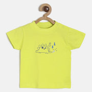 Baby Boys Lime Green Cotton T-Shirt Dinosaur Print Regular Fit Casual Baby T-Shirt