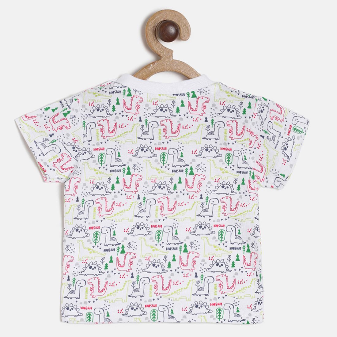 Baby Boys White Dinosaur Print Cotton T-Shirt Regular Fit Casual Baby T-Shirt