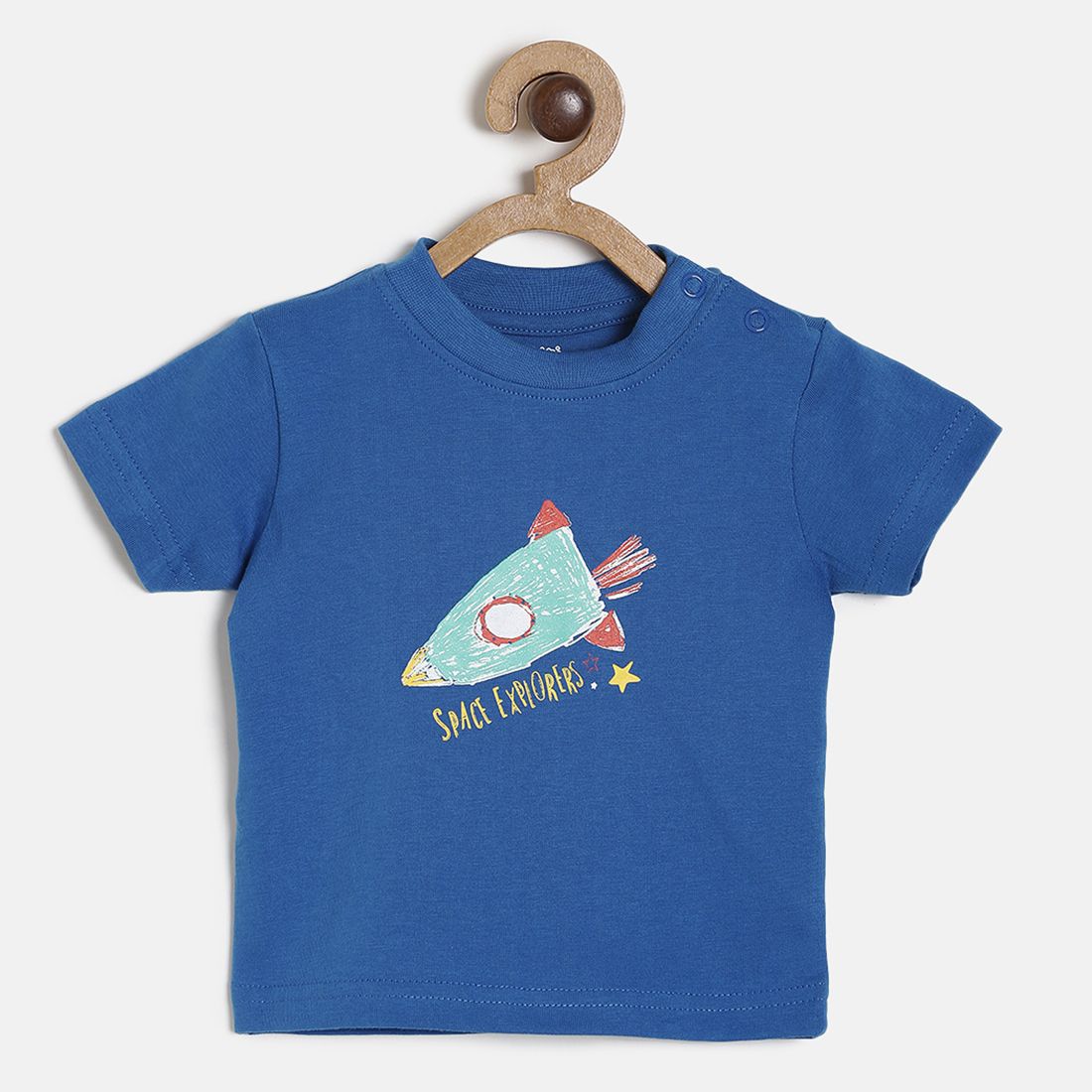 Baby Boys Blue Space Explorer Print Cotton T-Shirt Regular Fit Casual Baby T-Shirt