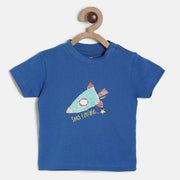 Baby Boys Blue Space Explorer Print Cotton T-Shirt Regular Fit Casual Baby T-Shirt