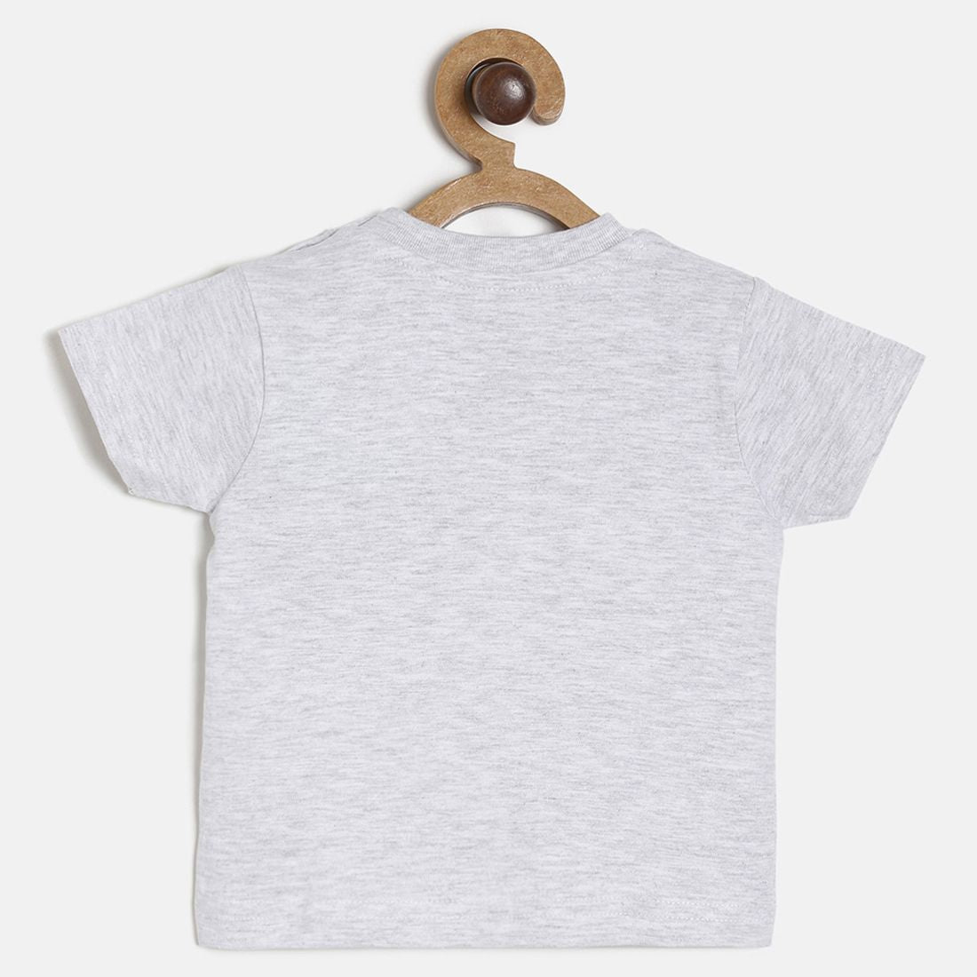 Baby Boys Grey Melange Happy Planet Print Cotton T-Shirt Regular Fit Casual Baby T-Shirt