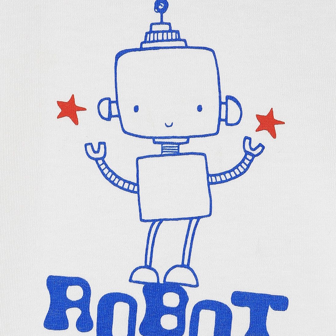 Baby Boys White Robot Print Cotton T-Shirt Regular Fit Casual Baby T-Shirt
