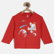 Baby Boys Red Space Galaxy Print Cotton T-Shirt Regular Fit Casual Baby T-Shirt