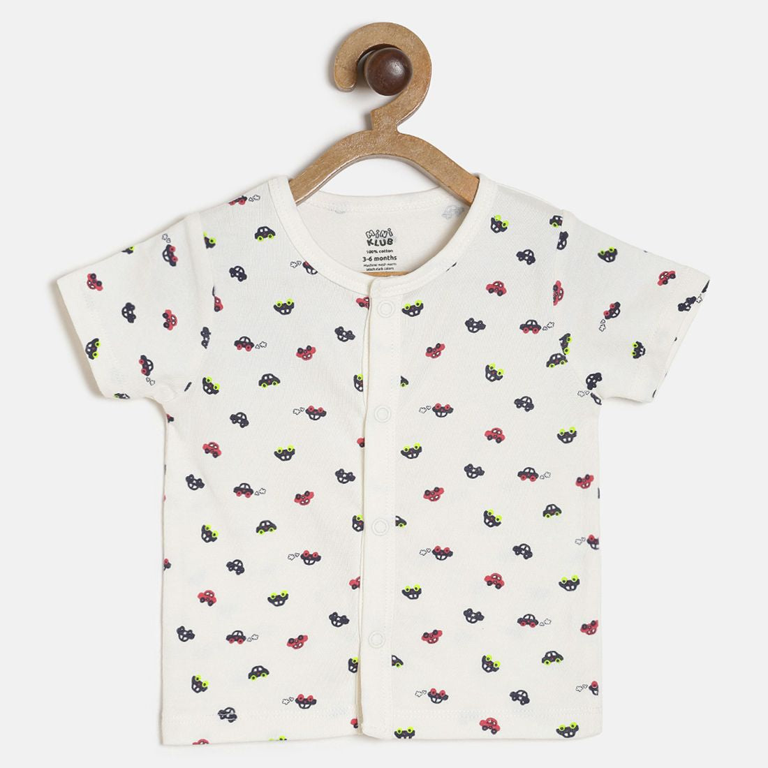 Baby Boys White Car Print Cotton Front Open Vest Regular Fit Casual Baby Vest