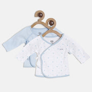 Baby Boys White & Light Blue Star Print Cotton Jabla Pack of 2 Regular Fit Casual Baby Jabla