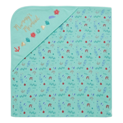 Baby Aqua Cotton Hooded Wrapper Sea Print Soft Newborn Essential