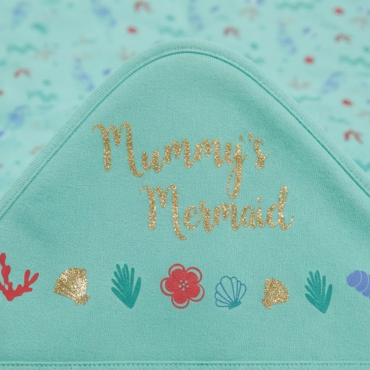Baby Aqua Cotton Hooded Wrapper Sea Print Soft Newborn Essential