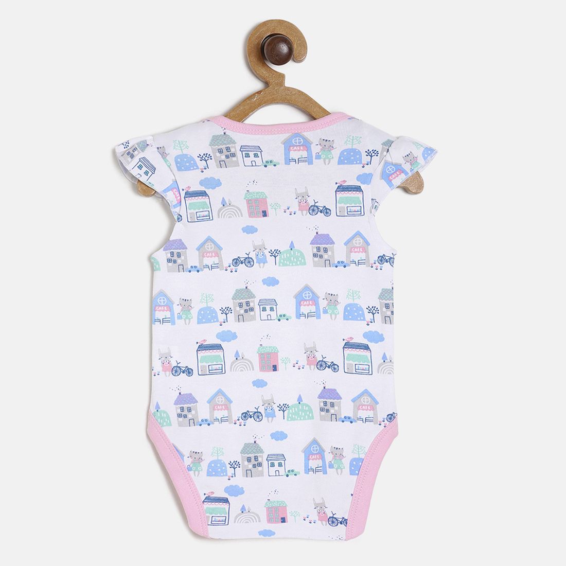 Baby Girls White & Pink Cotton Bodysuit Pack of 3 Regular Fit Casual Baby Bodysuit