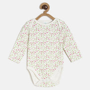 Baby Girls White Floral Printed Cotton Bodysuit Regular Fit Casual Baby Bodysuit