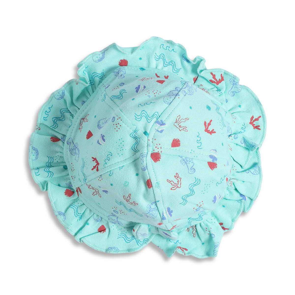 Baby Girls Mint Green Printed Cotton Frill Cap Regular Fit Casual Baby Cap