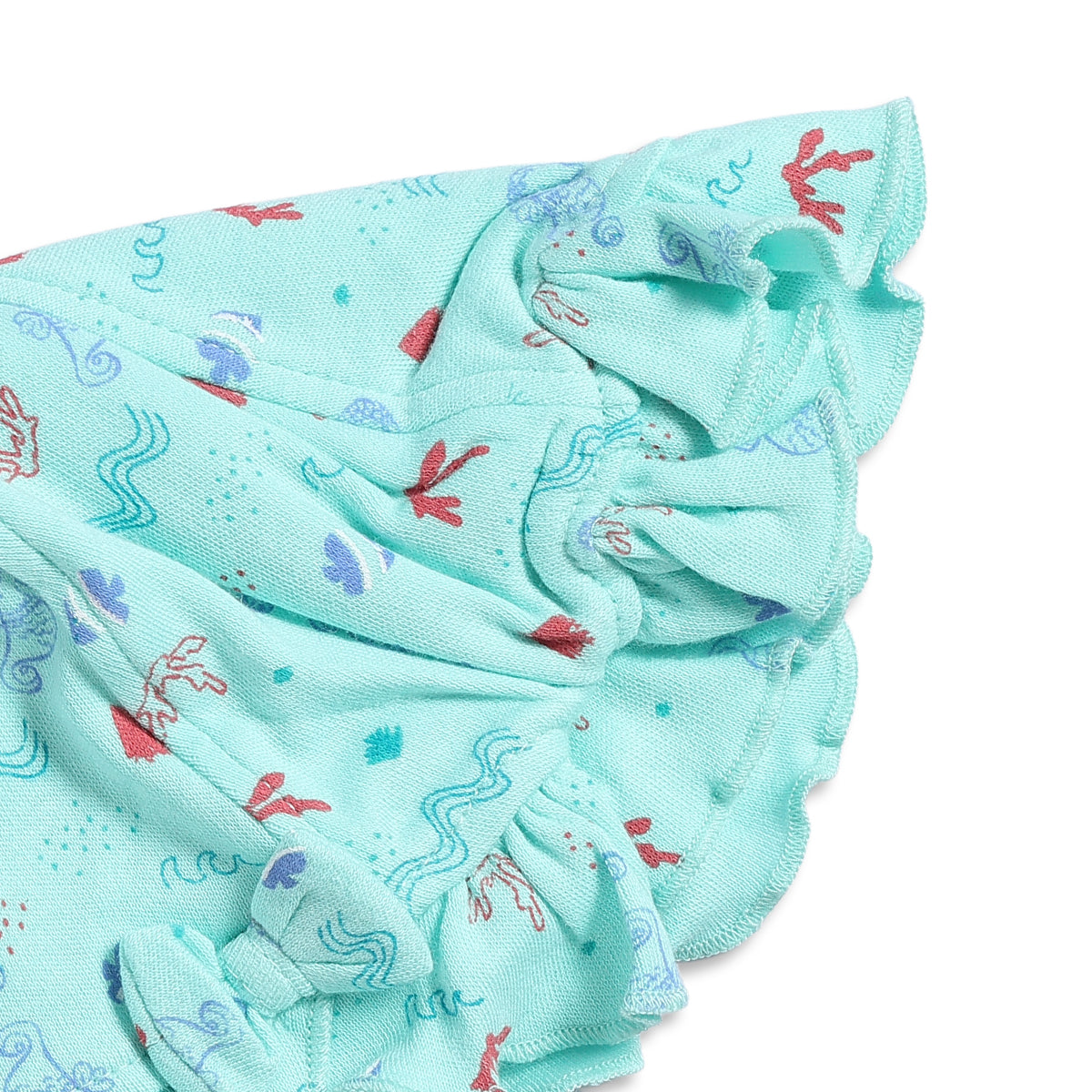 Baby Girls Mint Green Printed Cotton Frill Cap Regular Fit Casual Baby Cap
