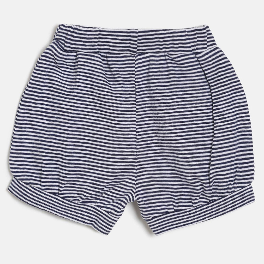 Baby Girls White & Navy Cotton Top With Shorts Set Regular Fit Casual Baby Clothing Set