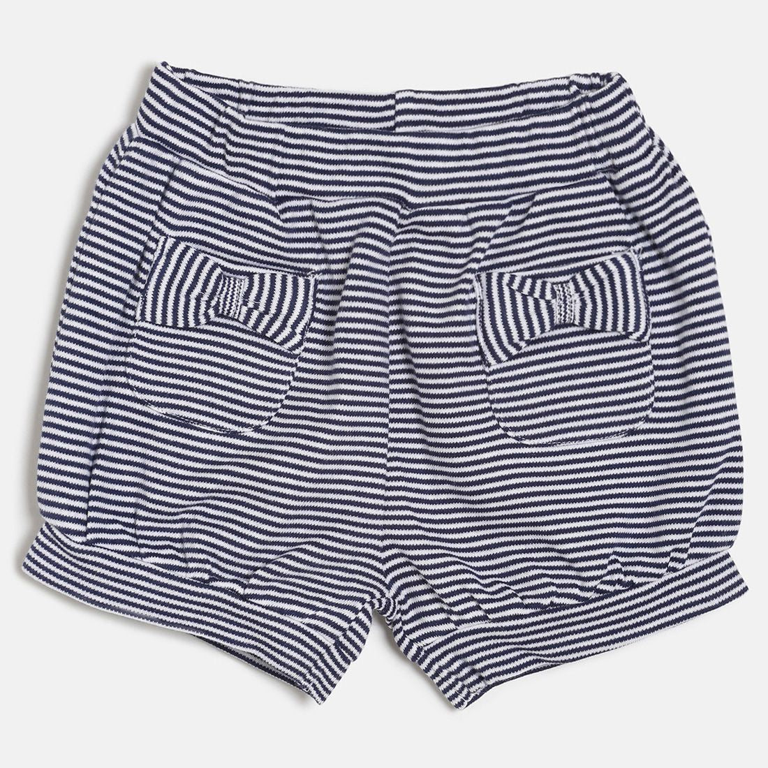 Baby Girls White & Navy Cotton Top With Shorts Set Regular Fit Casual Baby Clothing Set