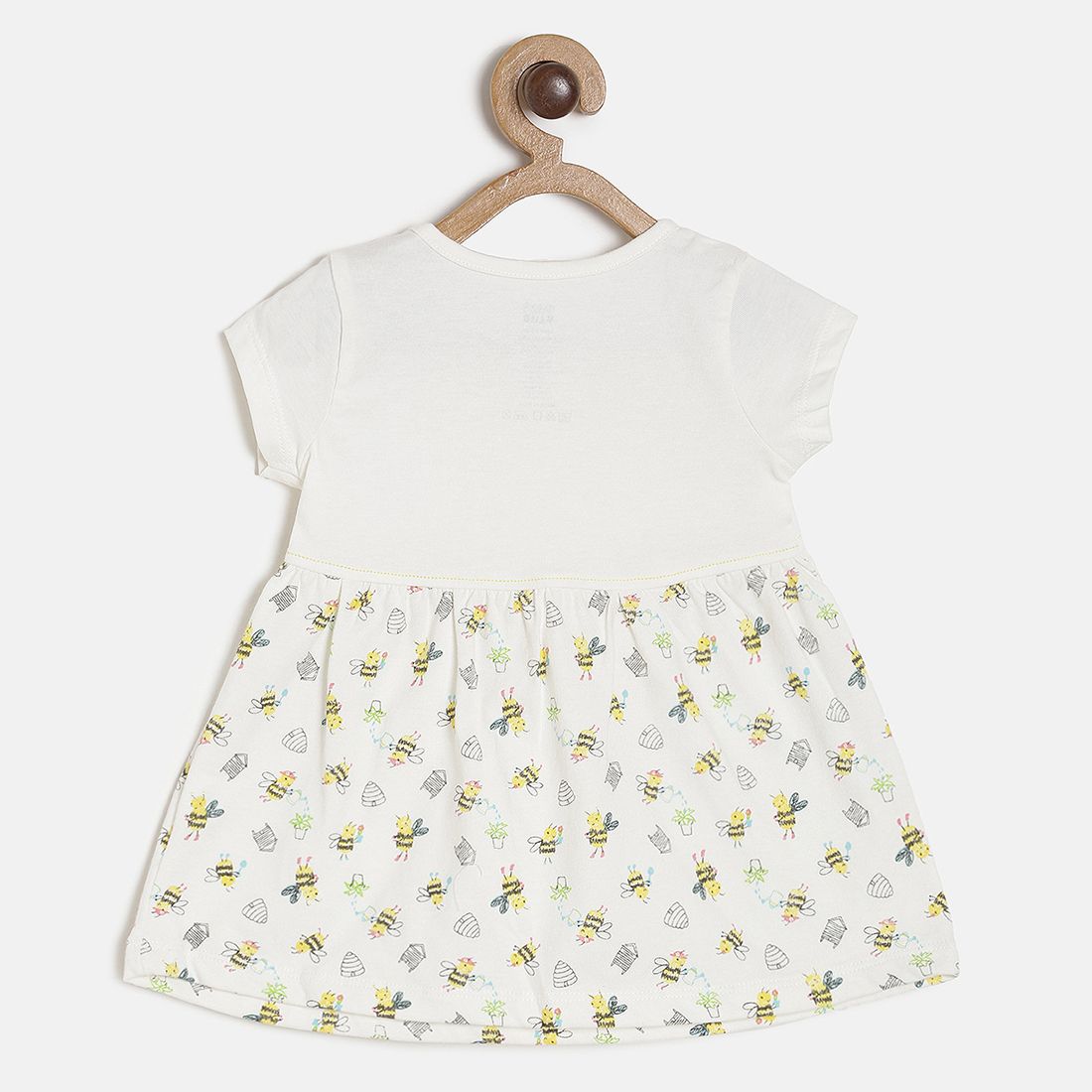 Baby Girls White & Yellow Cotton Printed Dress With Bloomers Regular Fit Casual Baby Clothing Set