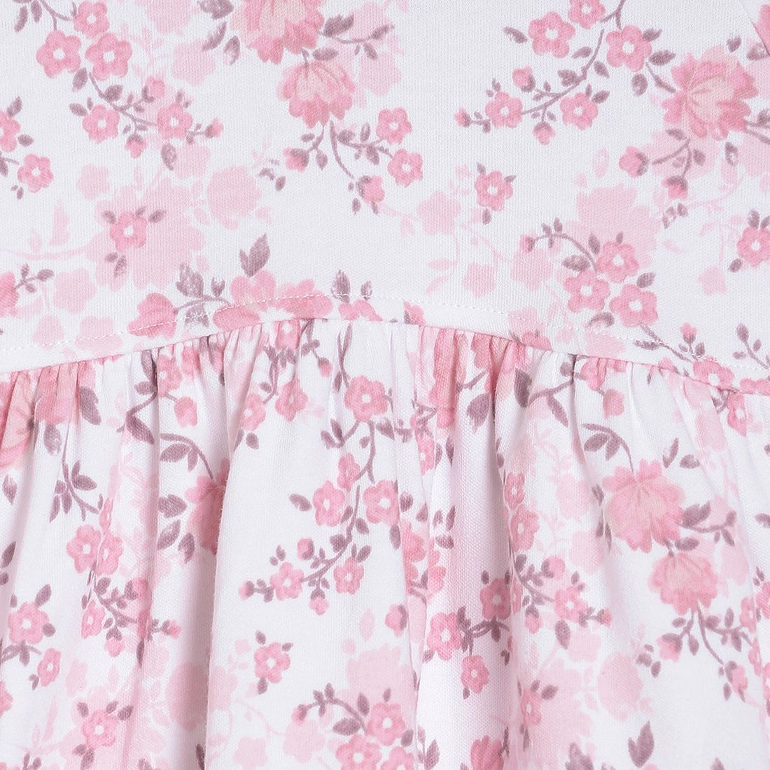 Baby Girls White & Pink Floral Printed Cotton Dress Regular Fit Casual Baby Dress
