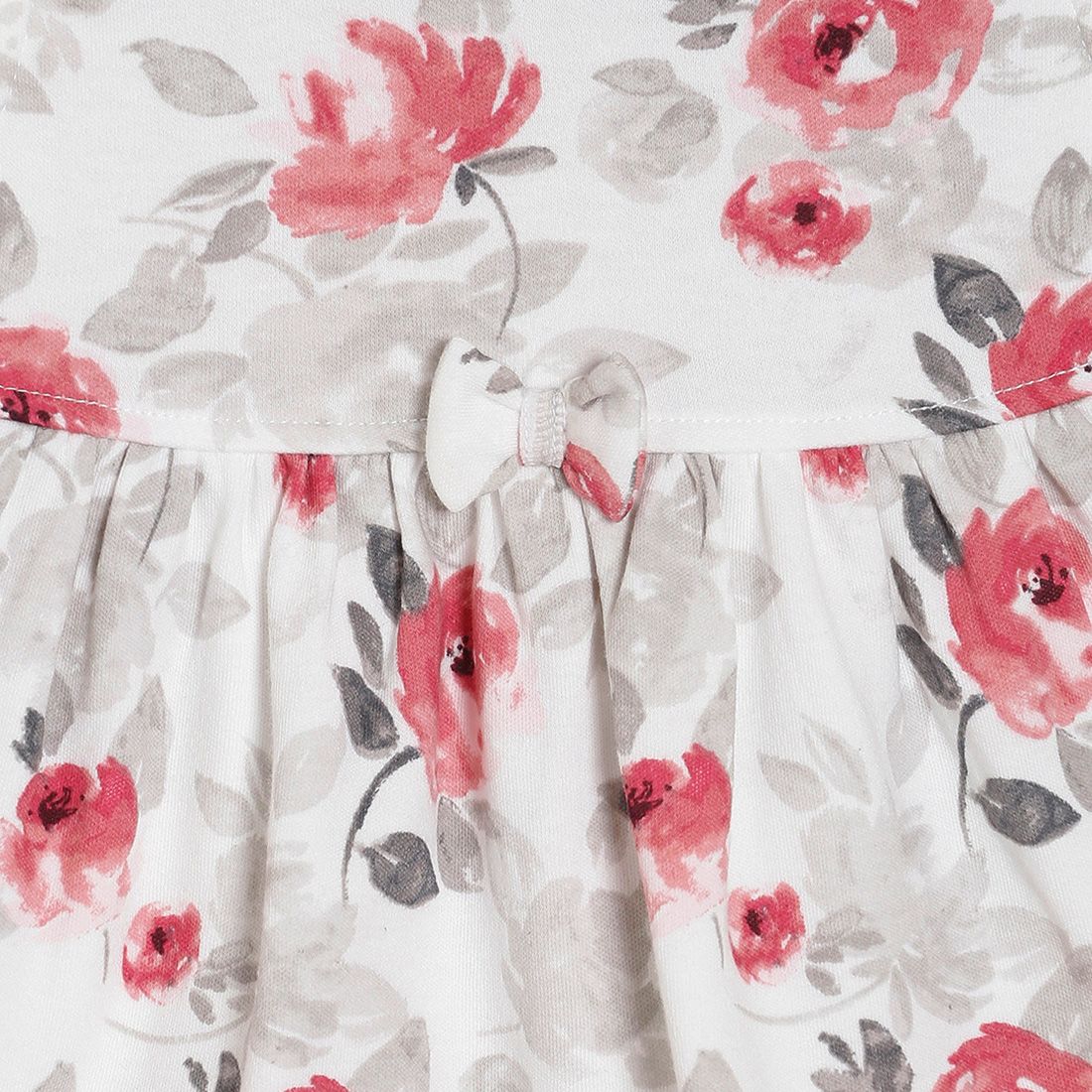 Baby Girls White & Pink Floral Printed Sleeveless Cotton Dress Regular Fit Casual Baby Dress
