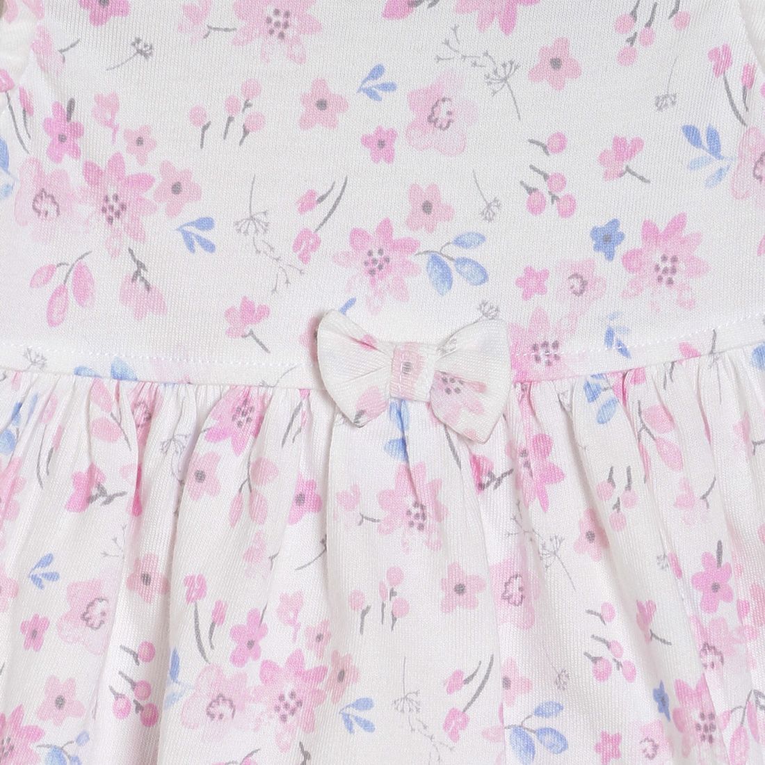 Baby Girls White & Pink Floral Printed Sleeveless Cotton Dress Regular Fit Casual Baby Dress